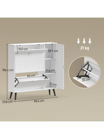 HOMCOM Schuhschrank-99,4L x 23,8B x 106,6H cm-Weiß
