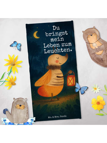 Mr. & Mrs. Panda Strandtuch Glühwürmchen Design mit Spruch in Gelb Pastell