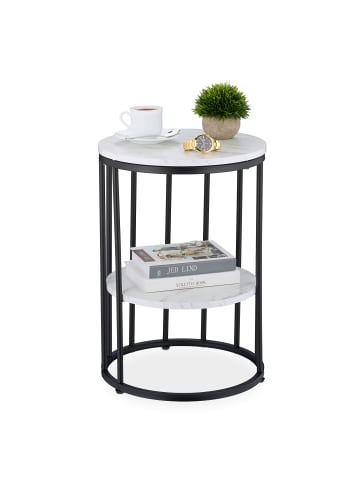 relaxdays Beistelltisch in Weiß/ Schwarz - (H)57 x ø 40 cm