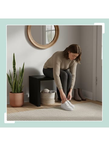 relaxdays Sitzbank in Schwarz - (B)45 x (H)43 x (T)33 cm