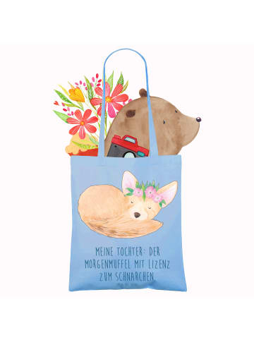 Mr. & Mrs. Panda Umhängetasche Tochter Morgenmuffel mit Spruch in Sky Blue