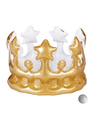 relaxdays 10x Aufblaskrone in Gold