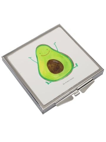 Mr. & Mrs. Panda Schminkspiegel Avocado Glücklich ohne Spruch in Weiß