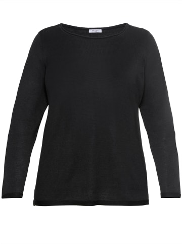 sheego Rundhalspullover in schwarz