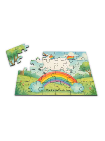 Mr. & Mrs. Panda Puzzlespiel Einhorn Regenbogen Design ohne Spruch in Weiß