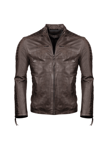 PAULGOS Lederjacke Übergangsjacke Biker Look Echtleder D1 in Braun