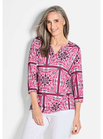 GOLDNER Kurzgröße:  Jerseybluse Bluse mit Muster, Halbarm in pink / gemustert