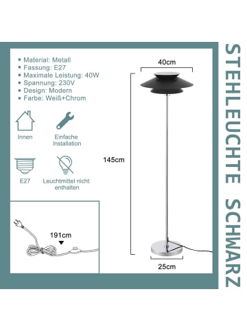 ZMH Stehlampe 1-flammige E27 in schwarz mit kreative Design
