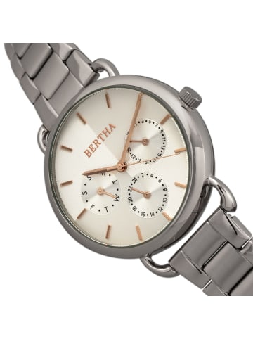 Bertha Gwen Armbanduhr mit Wochentags- und Datumsanzeige in Silver