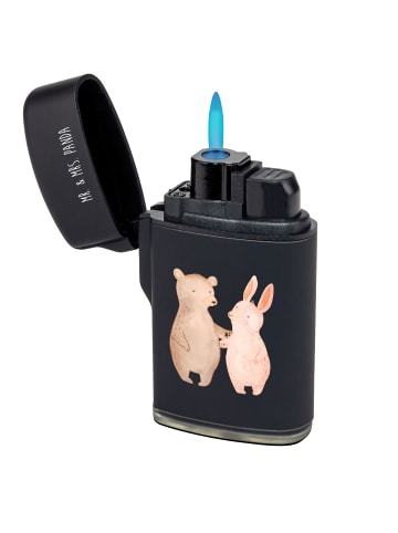 Mr. & Mrs. Panda Feuerzeug Bär und Hase Umarmen ohne Spruch in Schwarz