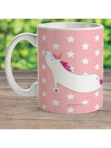 Mr. & Mrs. Panda Tasse Einhorn Yoga ohne Spruch in Rot Pastell