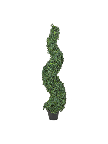 Beliani Kunstpflanze BOXWOOD SPIRAL TREE in Grün/Schwarz - (W) 20 x (H) 120 x (L) 20 cm