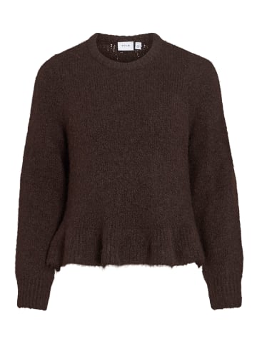 Vila L/S Flounce Knit Pullover in Coffee Bean