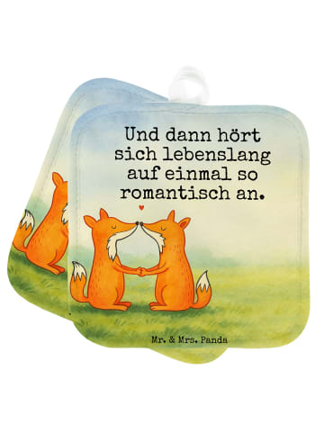Mr. & Mrs. Panda Topflappen Füchse Liebe Design mit Spruch in Weiß