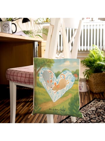 Mr. & Mrs. Panda Tote Bag Mäuse Herz Design ohne Spruch in Weiß