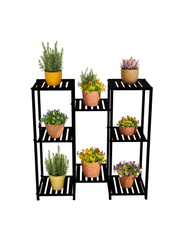 relaxdays Blumenregal in Schwarz - (B)80 x (H)81 x (T)28,5 cm