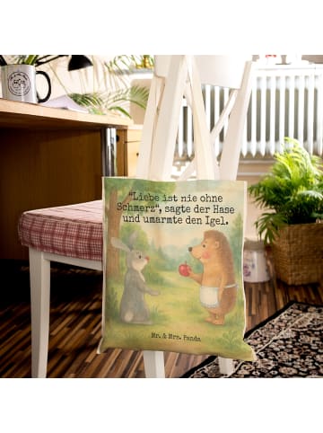 Mr. & Mrs. Panda Einkaufstasche Hase Igel Design mit Spruch in Weiß