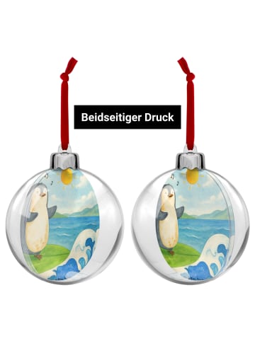 Mr. & Mrs. Panda Baumanhänger Pinguin Surfer Design ohne Spruch in Weiß