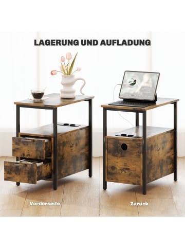HOMCOM Couchtisch-55L x 35B x 58,5H cm-Rustikal-Braun