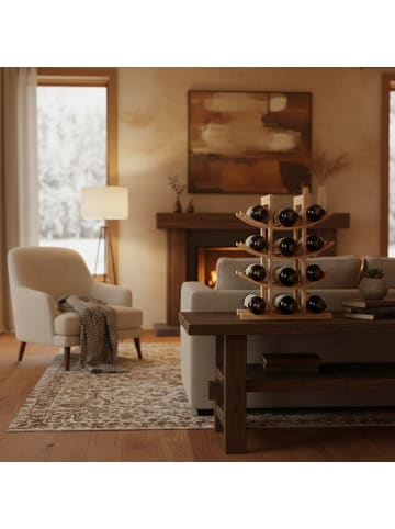 relaxdays Weinregal in Natur - (B)30 x (H)41 x (T)14,5 cm