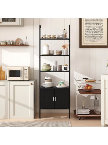 COSTWAY 5-stöckiges Leiterregal Bücherregal in Schwarz