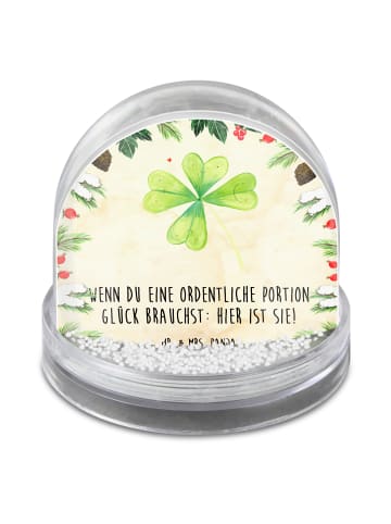 Mr. & Mrs. Panda Weihnachts Schneekugel Blume Kleeblatt mit Spruch in Naturpapier