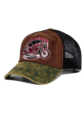 King Kerosin Cap "Vintage Trucker Cap "Bobber Garage"" in Braun