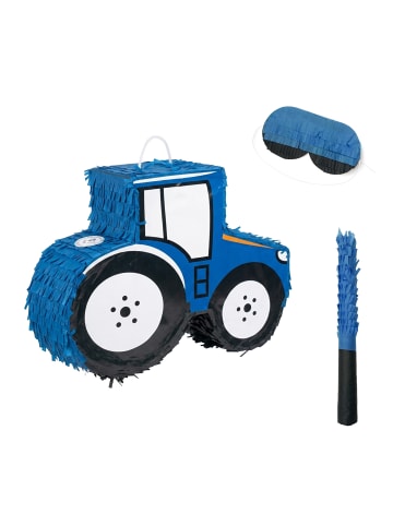 relaxdays 3-tlg. Pinata Set "Traktor" in Blau