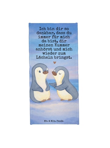 Mr. & Mrs. Panda Strandtuch Pinguine trösten Design mit Spruch in Weiß