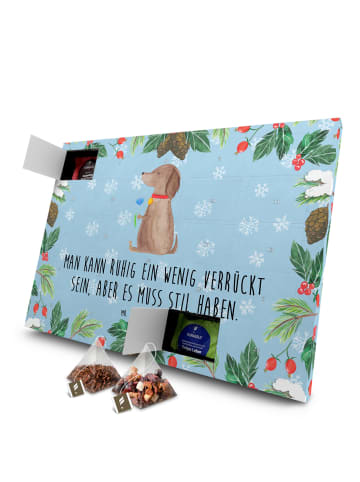 Mr. & Mrs. Panda Advents-Teekalender Hund Blume mit Spruch in Eisblau