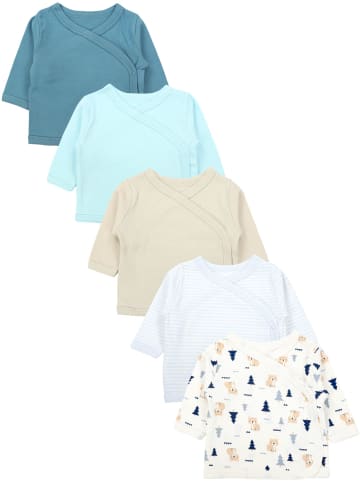 TupTam Baby Jungen Langarm Wickelshirt 5er Set in blau/beige