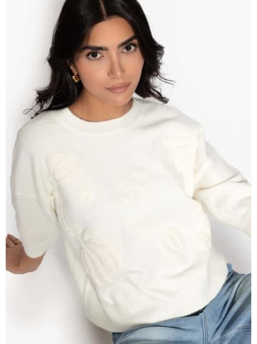 SASSYCLASSY Pullover mit floraler Stickerei in Offwhite