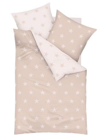JACK 3 tlg. Mako Satin Bettwäsche 200x200cm Stars in Beige