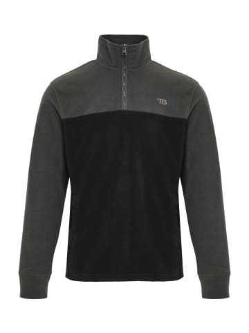 Threadbare Fleecepullover THB Fitness Fleece 1/4 Zip Wham in Dunkelgrau/ Schwarz