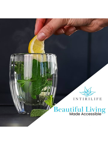 Intirilife Doppelwandiges Thermo Glas Teeglas Kaffeeglas in Transparent