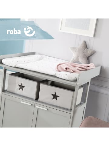 roba Wickelauflage 'Sternenzauber grau' - Stern-Motiv - Weiß / Grau