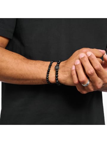 Thomas Sabo Bead-Armband Black Cat in silber, schwarz