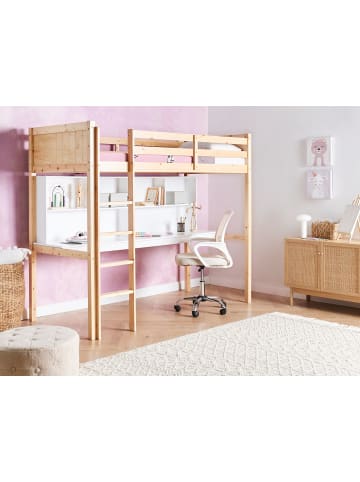 Beliani Hochbett FOUCAMONT in Braun/Weiß - (W) 104 x (H) 180 x (L) 209 cm