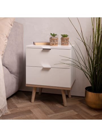 CALICOSY Nachttisch Copenhague in Weiß - (W) 40 x (H) 51,9 x (L) 30 cm