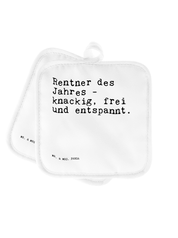 Mr. & Mrs. Panda Topflappen Rentner des Jahres -... mit Spruch in Weiß