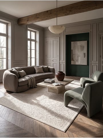 KADIMA DESIGN Teppich Kurzflor Uni pflegeleicht Wohnzimmer Schlafzimmer Flur Wohnraum in Creme