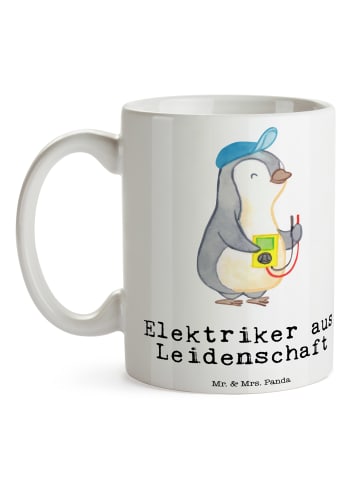 Mr. & Mrs. Panda Trinkbecher Elektriker Leidenschaft mit Spruch in Weiß