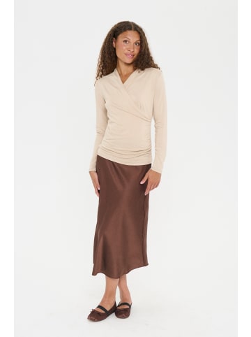 SAINT TROPEZ Langarm-Hemd ViggaSZ Gerade Passform in Oxford Tan
