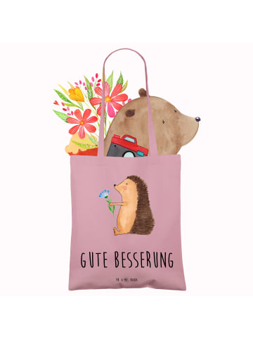 Mr. & Mrs. Panda Stofftragetasche Igel Blumen mit Spruch in Rosa Pastell