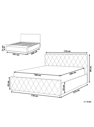 Beliani 2-tlg Doppelbett ROCHEFORT in Beige