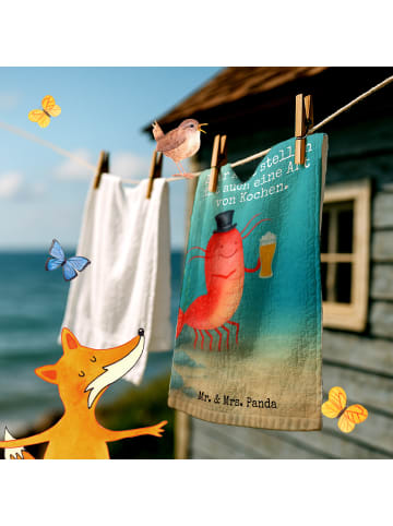 Mr. & Mrs. Panda Handtuch Hummer Weizen Design mit Spruch in Weiß