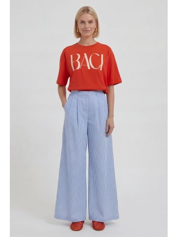 Oui Bundfaltenhose in lt blue white