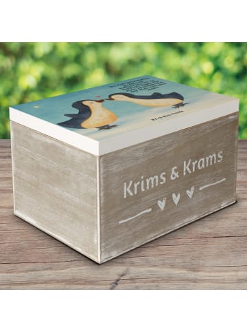 Mr. & Mrs. Panda Holzkiste Pinguin Liebe Design mit Spruch in Weiß