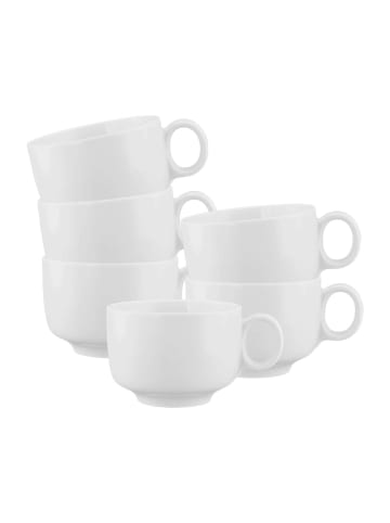 Seltmann Weiden 6er Set Milchkaffeetassen mit Henkel Sento Home 350 ml weiß in weiß