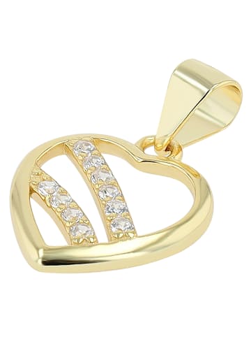 Adeliás Damen Anhänger – Herz Herzanhänger aus 925 Silber mit Zirkonia in gold